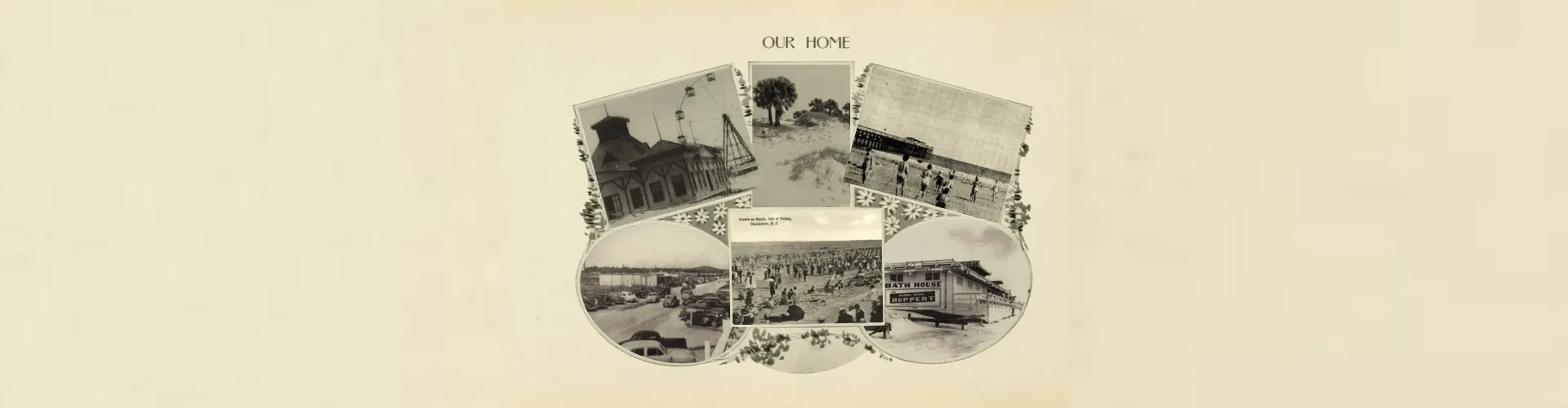 collage of historic Isle of Palms sepia photographs