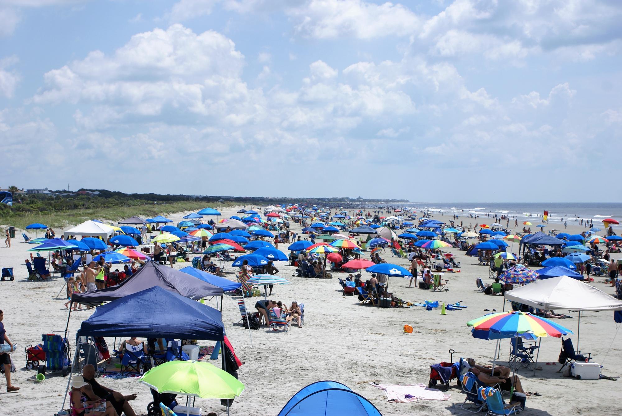 crowds on the beach