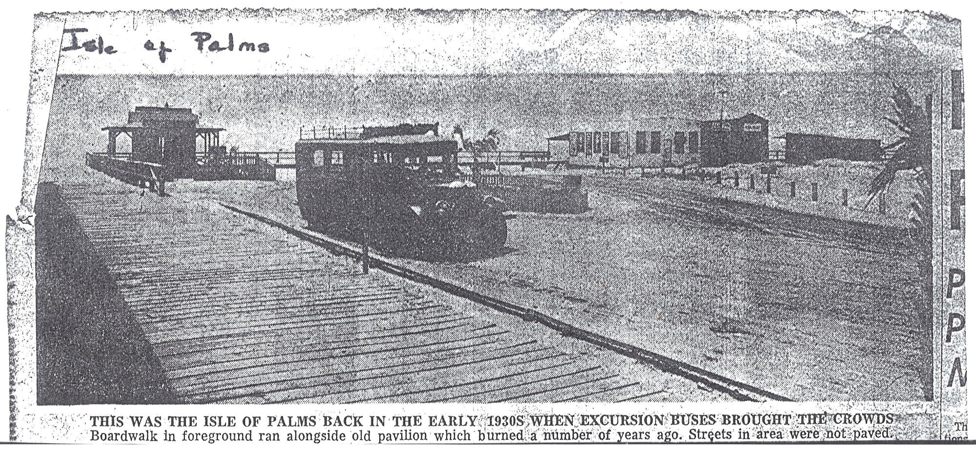News clipping of 1930 Isle of Palms after Pavilion fire
